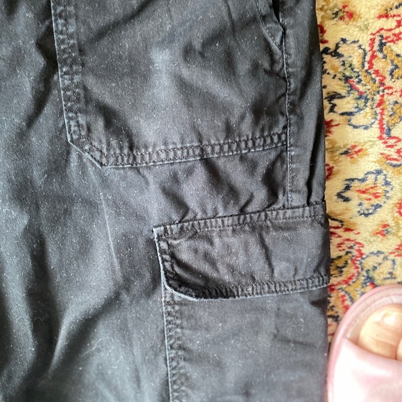 Zara Black Cargo Pants with Zipper Wide Legs Side and Back Pockets Size 14 - Picture 5 of 6